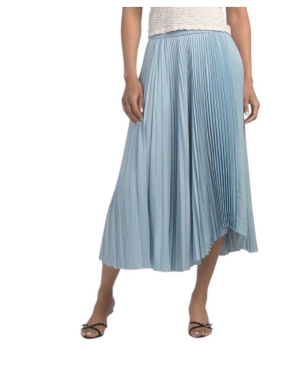 Elie Tahari Light Blue Pleated Midi Skirt